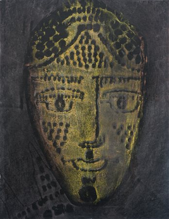 Mirko Basaldella (1910 - 1969) 
Volto giallo 1958
carboncino su carta carbone 23 x 17 cm