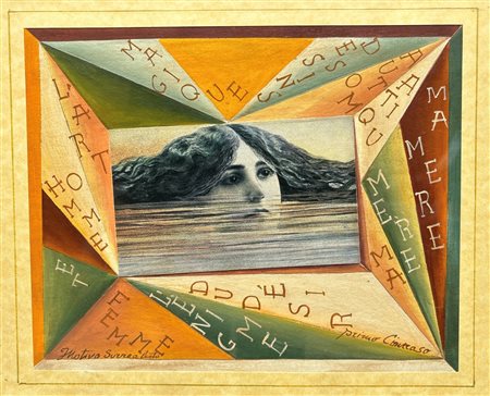 Primo Cimeraso (1910 - 1972) 
Motivo Surrealista 
Collage e tecnica mista su carta cm 19 x 23,5