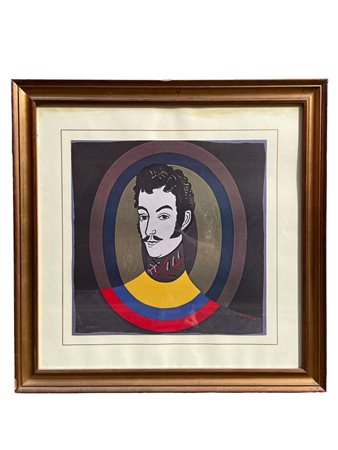 José Ortega (1921 - 1990) 
Simon Bolivar 
serigrafia su cartoncino pesante 48 x 48 cm