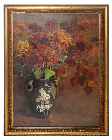 Rocco Lentini (Palermo 17/10/1858-Venezia 20/10/1943)  - Crisantemi rossi, 1929