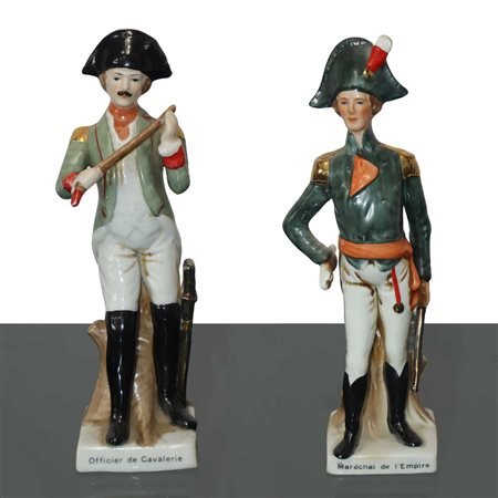 Marèchal de l'Empire e Officier de Cavalerie in porcellana francese, 20° Secolo