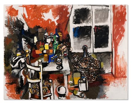 Renato Guttuso "Interno con damigiana" 1960
olio su tela
cm 90x116
Firmato in ba