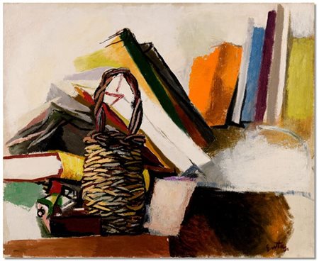 Renato Guttuso "Natura morta con cestino e libri" 1959
olio su tela
cm 65x80
Fir