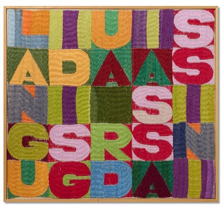 ALIGHIERO BOETTI "Languidi sguardi assassini" 1990 circa
ricamo
cm 28x31

Proven