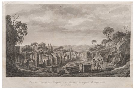 Louis-Jean Desprez (1743 - 1804) 
Vue de l'entrée de Pompeïa & de la rue principale de cette ville
