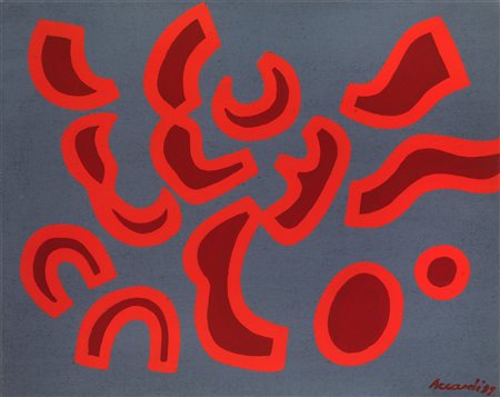 Carla Accardi (Trapani, 1924 - Roma, 2014) Due rossi su grigio 1992 Vinilico...