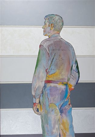 Renato Mambor (Roma, 1936 - 2014) Osservatore colorato 1999 Olio su tela cm....