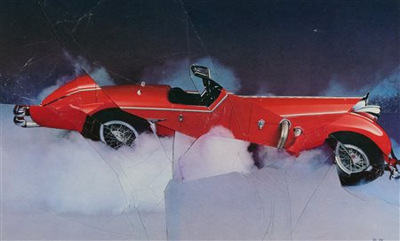 Jiri Kolar (Praga, 1914 - 2002) Auto 1979 Collage cm. 25,5x41 Firma e data in...