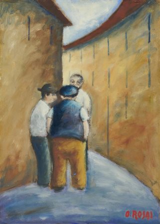 Ottone Rosai (Firenze, 1895 - Ivrea, 1957) Tre uomini in strada 1955 circa...