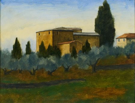 Nino Tirinnanzi (Greve in Chianti (Fi), 1923 - 2002) Paesaggio toscano 1966...