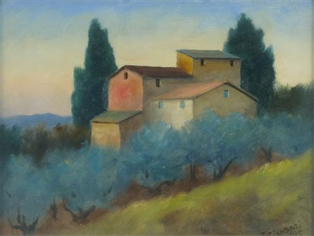 Nino Tirinnanzi (Greve in Chianti (Fi), 1923 - 2002) Paesaggio Toscano 1970...