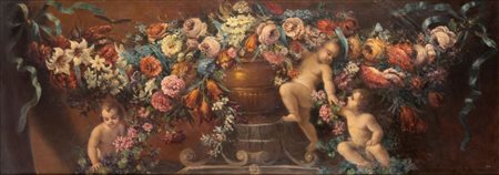 Ghirlanda di fiori e putti Francia, XIX secolo Altezza x larghezza: Cornice...