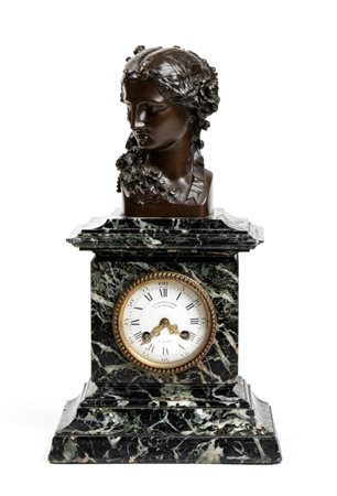 Victor Paillard (1805 - 1886) Orologio da appoggio francese in bronzo e marmo...