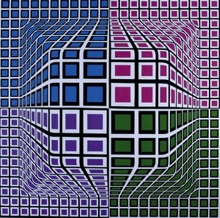 VASARELY VICTOR (Pecs 1908 - Parigi 1997 ) “Simpo” 1986/91 Acrilico su tela...