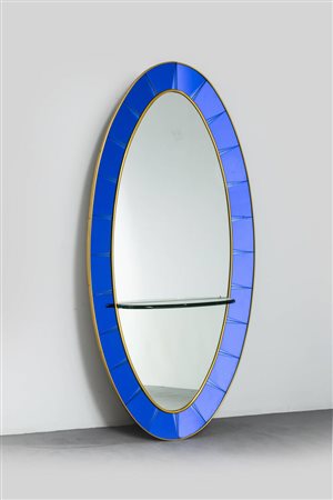 CRISTAL ART<BR>Grande specchiera ovale con mensola