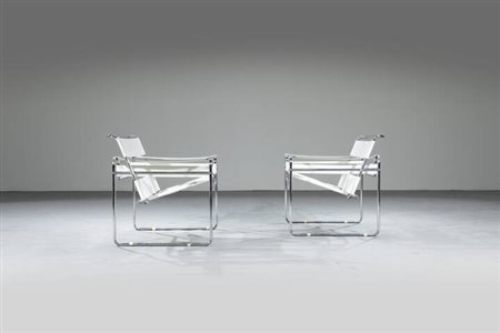 MARCEL BREUER<BR>Coppia di poltrone mod. Wassily