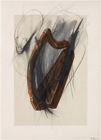 Arnulf Rainer "Queen Mary's Harp" 1991
tecnica mista su cartoncino con base stam