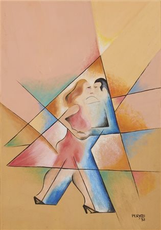 OSVALDO PERUZZI "Tango futurista" 1932
tecnica mista su carta
cm 38x27
Firmato e