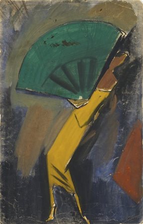 Mario Sironi "Donna con ventaglio, studio per illustrazione" 1925 circa
tempera