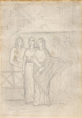 Carlo Carrà "Senza titolo" 1943
matita su carta
cm 32,2x22,5
Firmato e datato 94