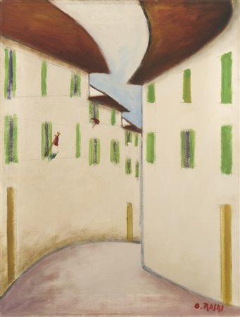 Ottone Rosai "Strada con case" 1956
olio su tela
cm 65x49,6
Firmato in basso a d