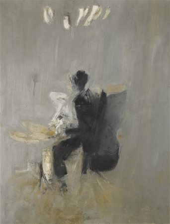 Giancarlo Cazzaniga "Jazz man" 1964-65
olio su tela
cm 116x88,5
Firmato in basso