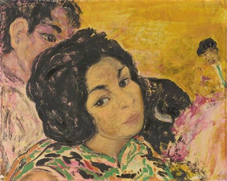 Aligi Sassu "A la barrera" 1966
olio su tela applicata su tela dall'artista
cm 4