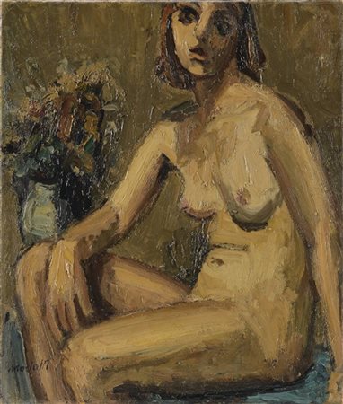 Ennio Morlotti "Nudo con fiori" 1941
olio su tela
cm 65,5x55,5
Firmato in basso