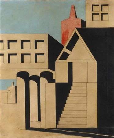 Aldo Rossi "Monumenti - Composizione Segrate e Gallaratese" 1977
olio e tecnica