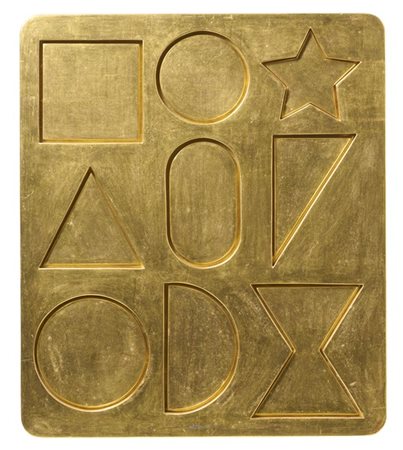 LUCIO DEL PEZZO "Tavola oro XII" 1971
legno dorato
cm 69x59
Firmato e datato 71