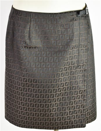 Fendi WRAP SKIRT DESCRIPTION: Wrap skirt with Zucca monogram pattern. Size 44...