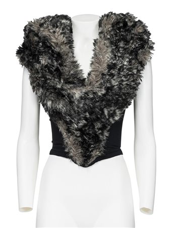 Vivienne Westwood ICONIC AND RARE FAKE FUR HOODED CORSET FROM 'ANGLOMANIA'...
