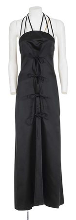 Vivienne Westwood ICONIC RED LABEL SATIN LONG HALTER NECK DRESS DESCRIPTION:...