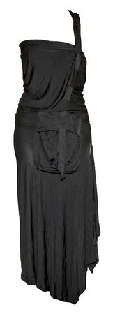 Jean-Paul Gaultier POCKET DRESS DESCRIPTION: Long asymmetrical black rayon...