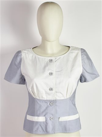 Courreges TOP DESCRIPTION: Cotton blend blouse. Size 38. Made in France. Well...