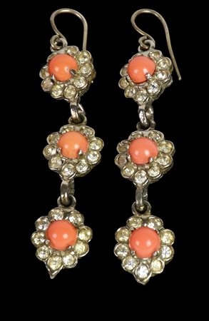 Kanneth Jane Lane EARRINGS DESCRIPTION: Earrings with coral colored glass and...