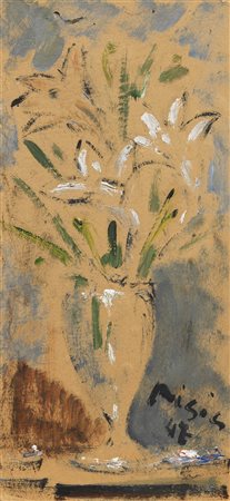 Filippo de Pisis (Ferrara, 1896 - Milano, 1956) Vaso di fiori, 1947 Olio su...