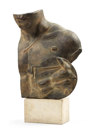 Igor Mitoraj (Oederan, 1944 - Parigi, 2014) Demi Bust Bouclier Scultura in...