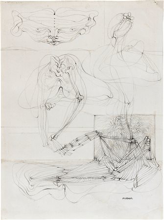 Hans Bellmer (Katowice, 1902 - Parigi, 1975) Figures désarticulées Matita su...