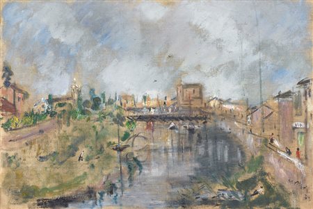 Filippo de Pisis (Ferrara, 1896 - Milano, 1956) Il Ponte di Tiberio a Rimini,...