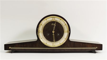 OROLOGIO DA MENSOLA IN ROVERE E MOGANO - OAK AND MAHOGANY MANTEL CLOCK prima...