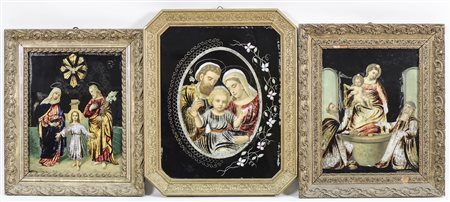 TRE IMMAGINI DEVOZIONALI - THREE DEVOTIONAL IMAGES in cornice, varie misure