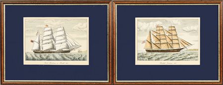 VELIERI - SAILING SHIPS coppia di litografie a pair of lithographs, in...