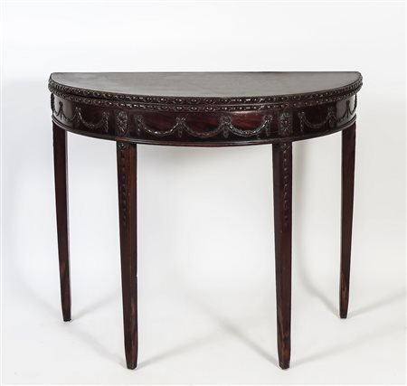 TAVOLINO DA GIOCO A MEZZALUNA IN MOGANO - MAHOGANY CARD TABLE fine del...