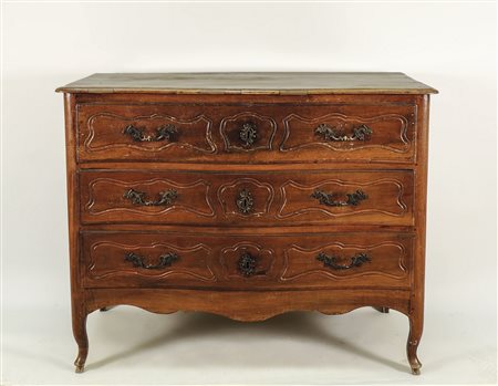 CASSETTONE IN NOCE - WALNUT COMMODE XIX secolo - 19th Century tre cassetti...