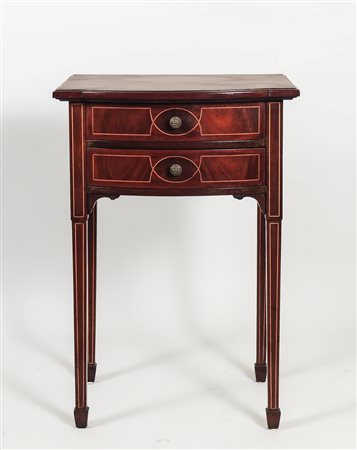 COMODINO IN MOGANO - MAHOGANY NIGHT TABLE intarsiato con filettature, piano...