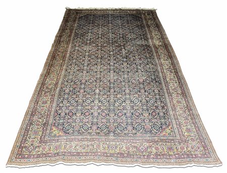 TAPPETO PERSIANO - PERSIAN RUG di antica manifattura, fondo blu, campo a...