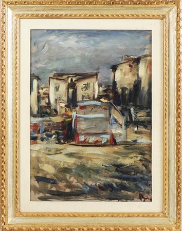 ENZO PREGNO (1898-1972) Oltrarno - Florence View olio su tela - oil on...