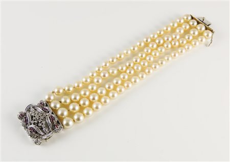 BRACCIALE A QUATTRO FILI IN PERLE COLTIVATE - FOUR STRAND CULTURED PEARL...