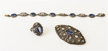 PARURE IN ORO, ARGENTO, PIETRE DURE E ROSE DI DIAMANTI - GOLD, SILVER,...